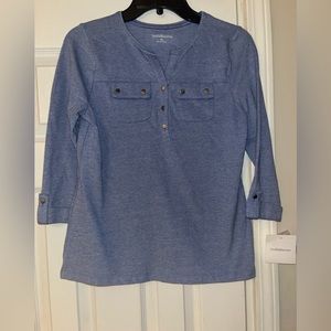 NWT, Croft & Barrow Blue Top, Size Petite Small